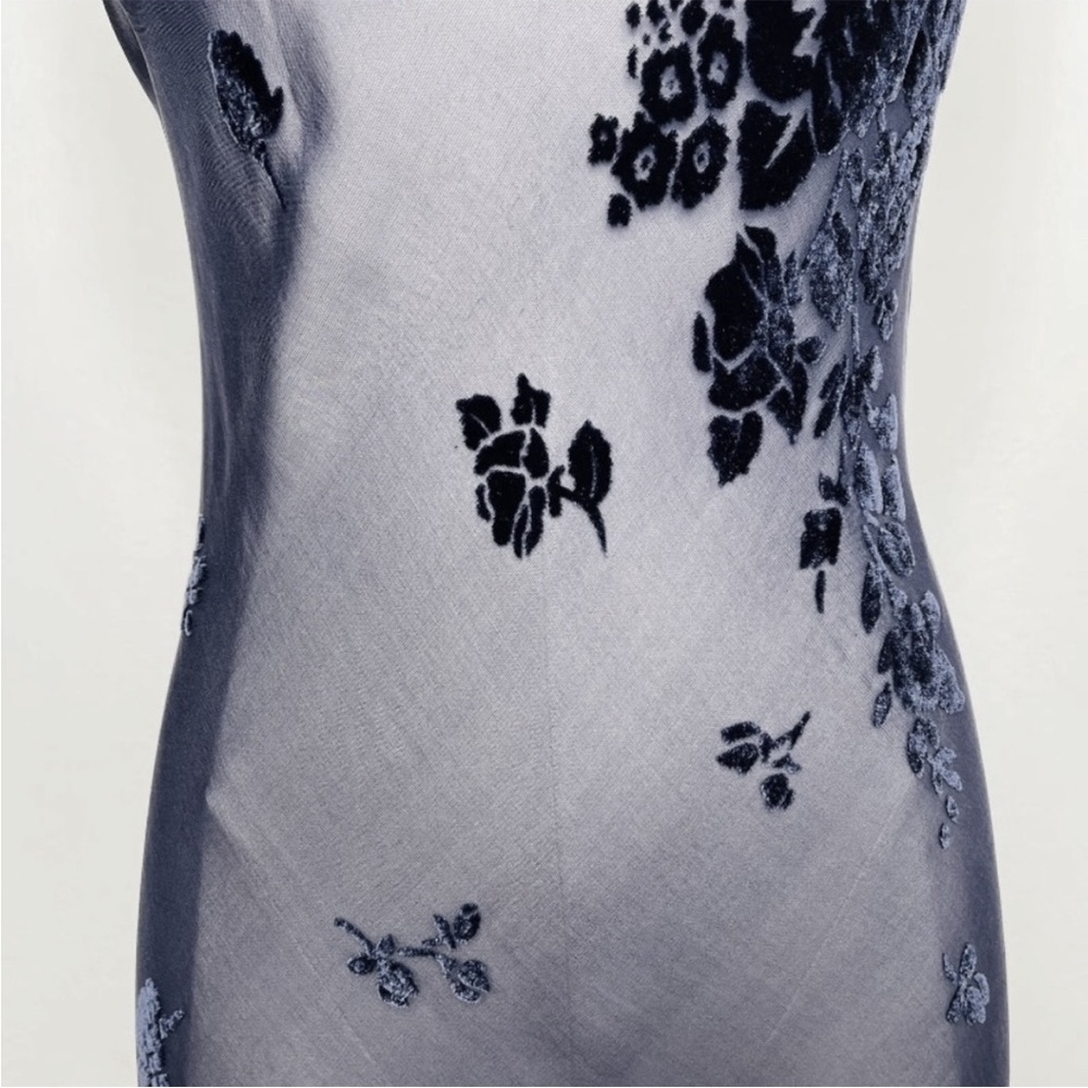 Vintage 90’s Y2K Silk Slip Dress Velvet Silk Dress Maxi Backless Dress Floral - Picture 6 of 8